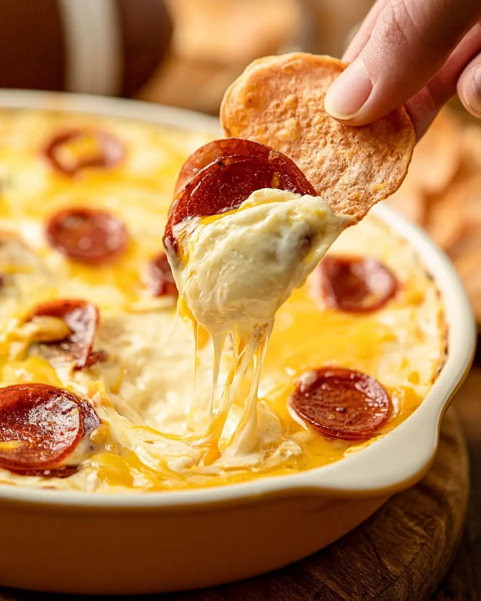 A delicious plate of Football Pepperoni Pizza Dip