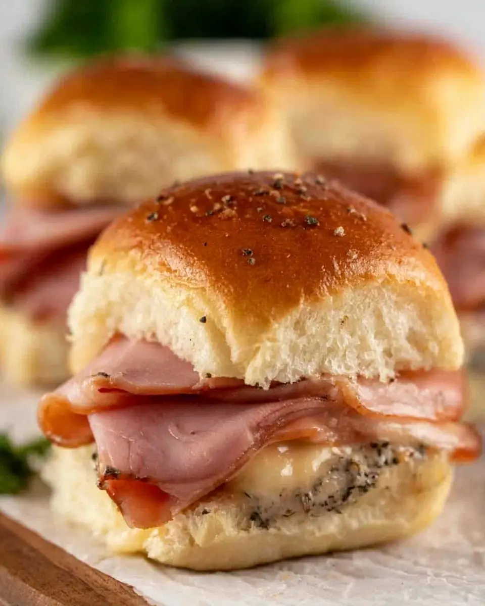 A delicious plate of Ham and Cheese Sliders