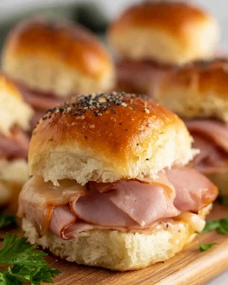 A delicious plate of Ham and Cheese Sliders