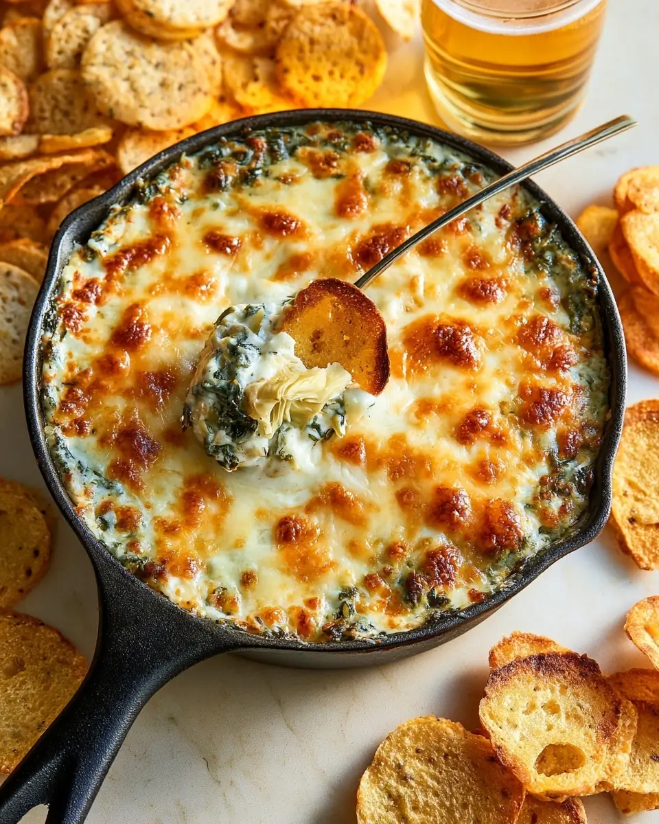 A delicious plate of Hot Spinach and Artichoke Dip