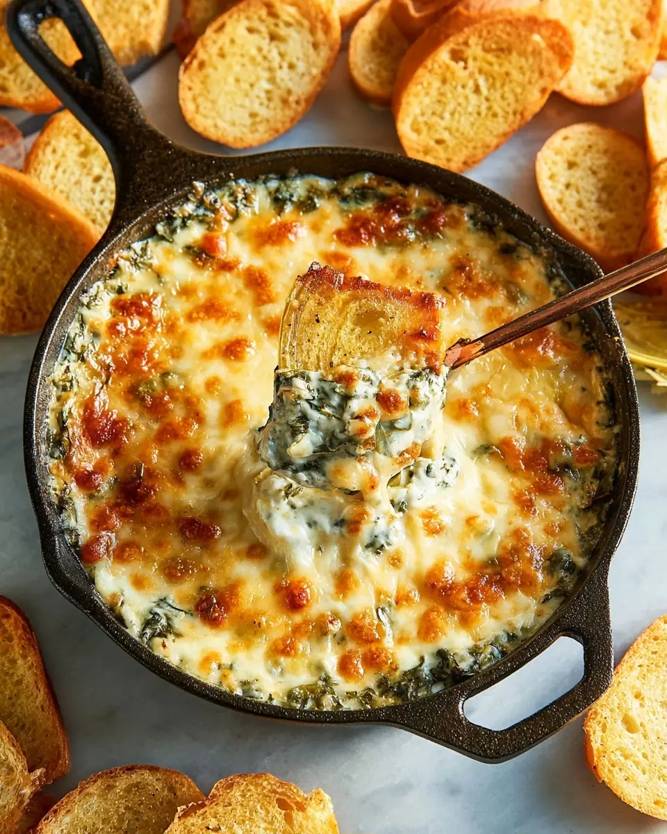 A delicious plate of Hot Spinach and Artichoke Dip