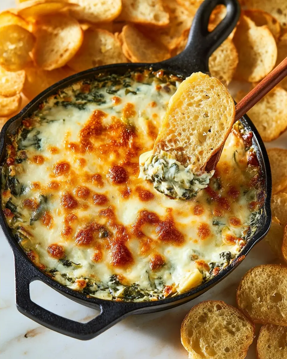 A delicious plate of Hot Spinach and Artichoke Dip