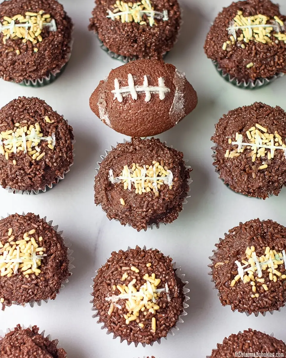 A delicious plate of Mini Football Cupcakes