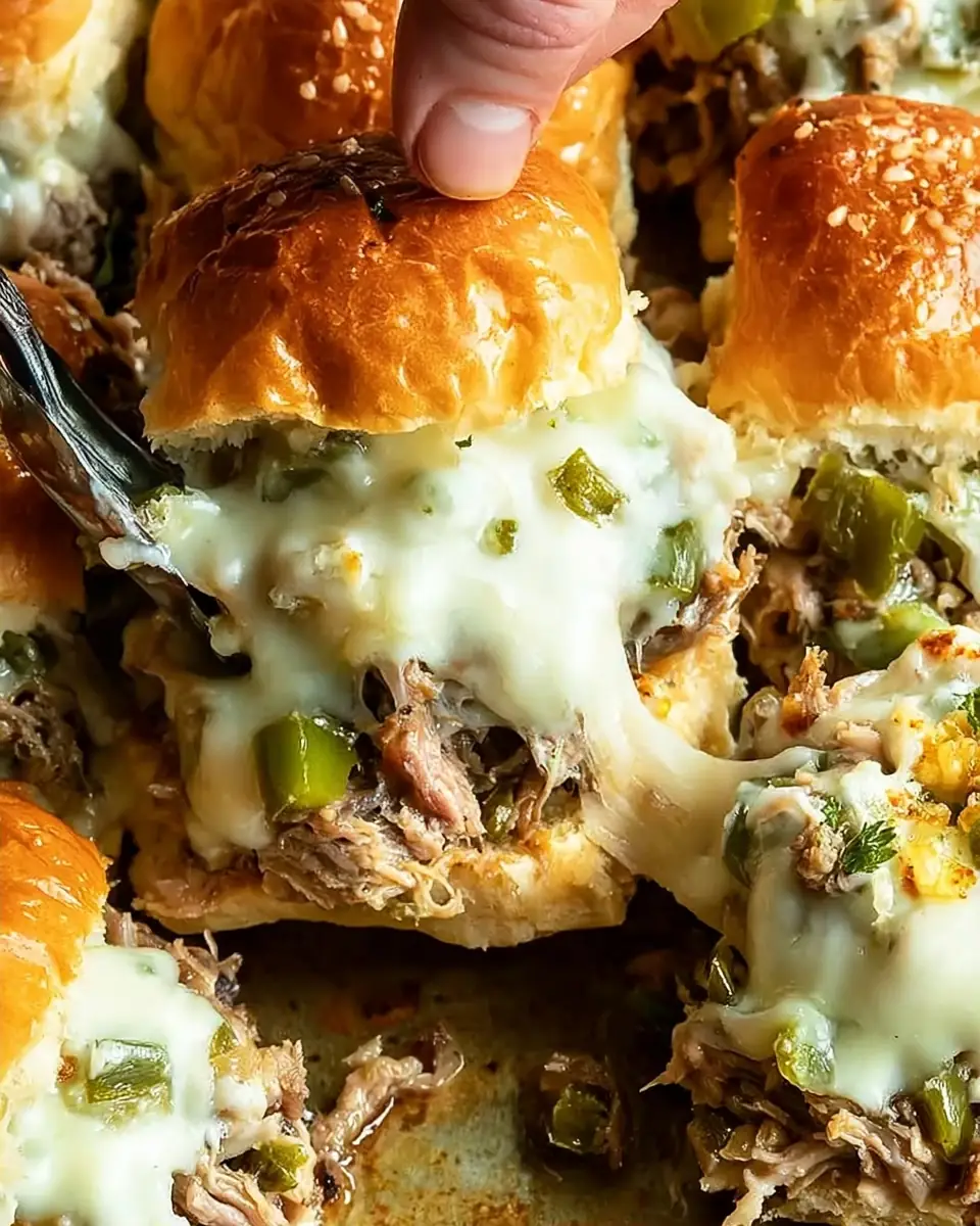 A delicious plate of Philly Cheesesteak Sliders