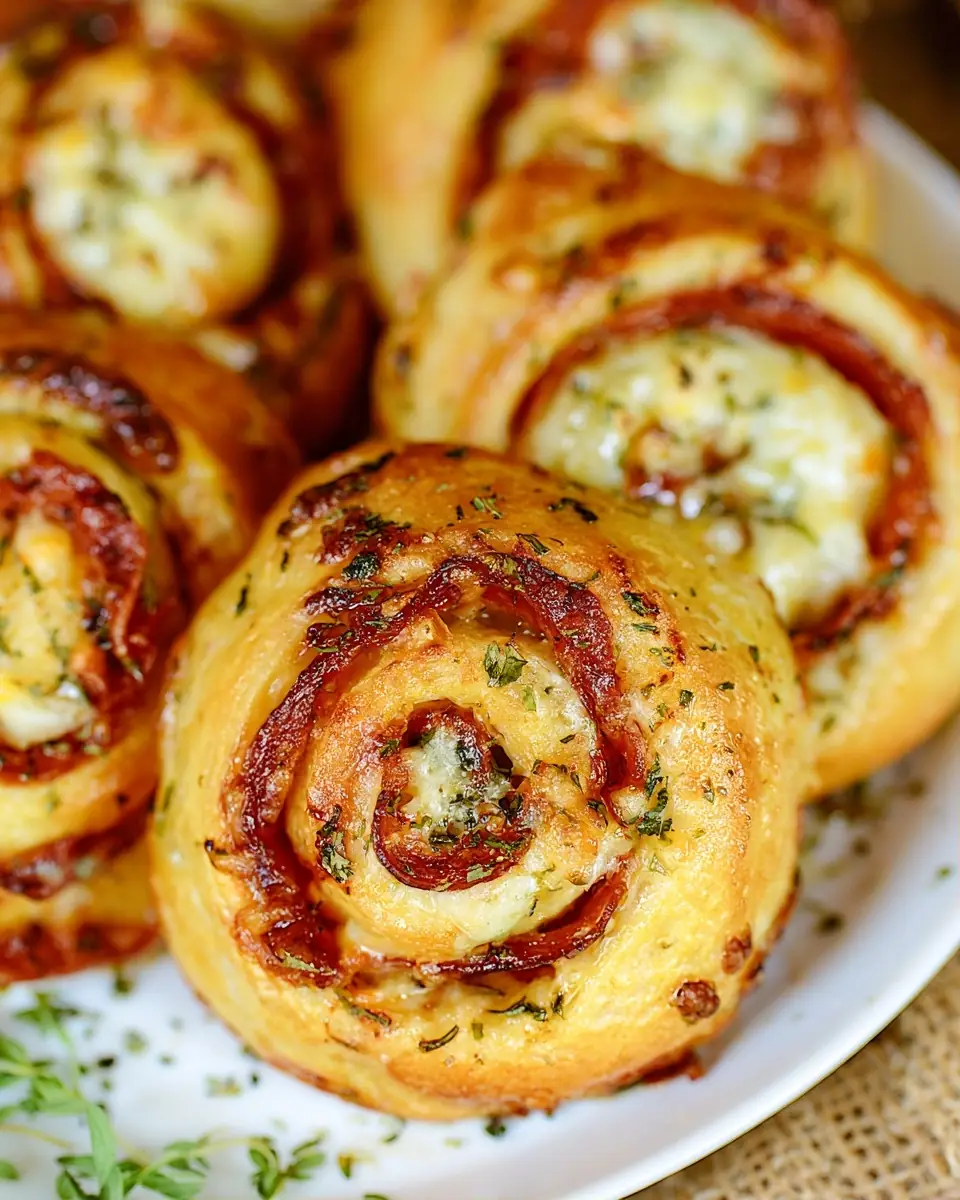 A delicious plate of Pizza Pinwheels