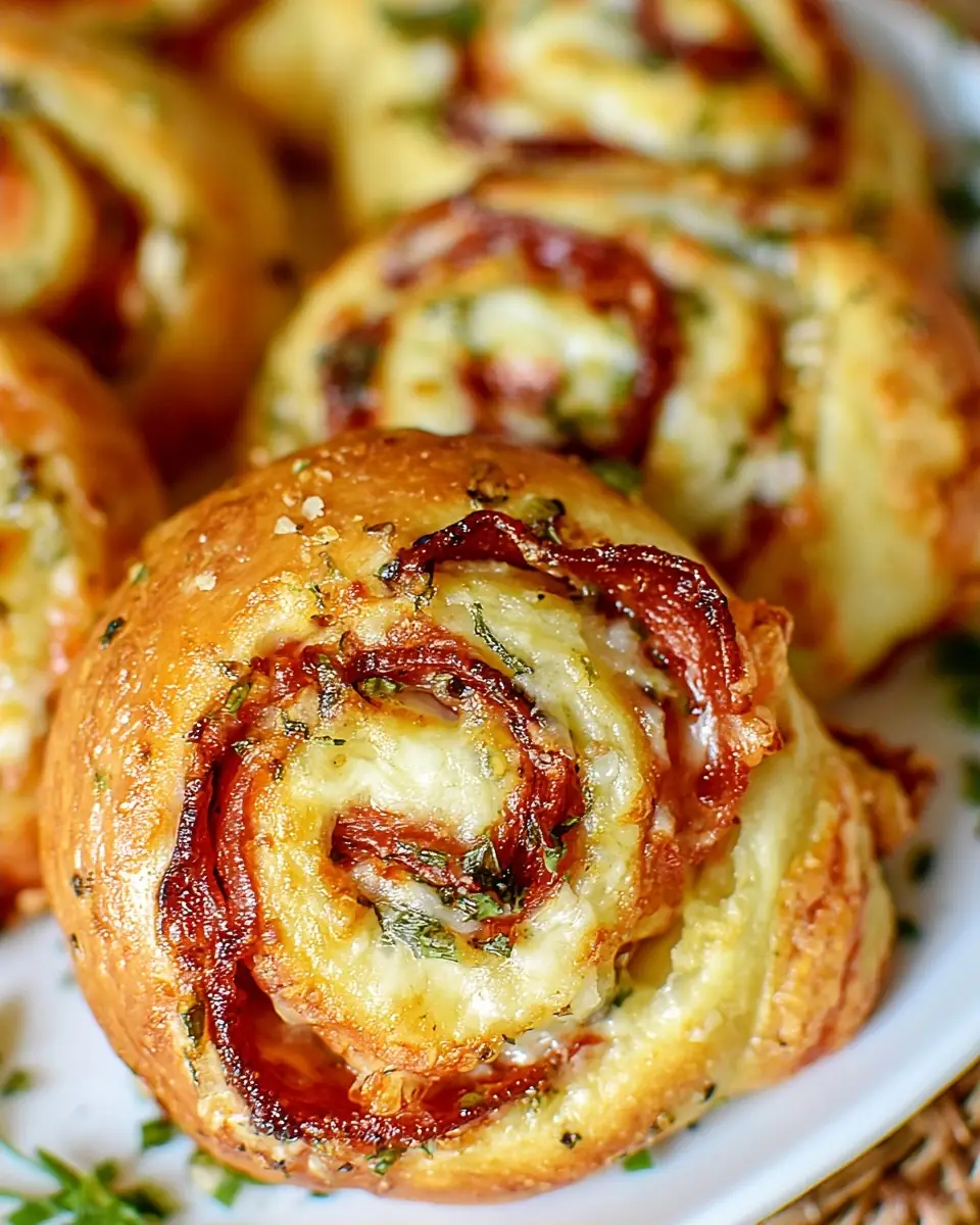 A delicious plate of Pizza Pinwheels
