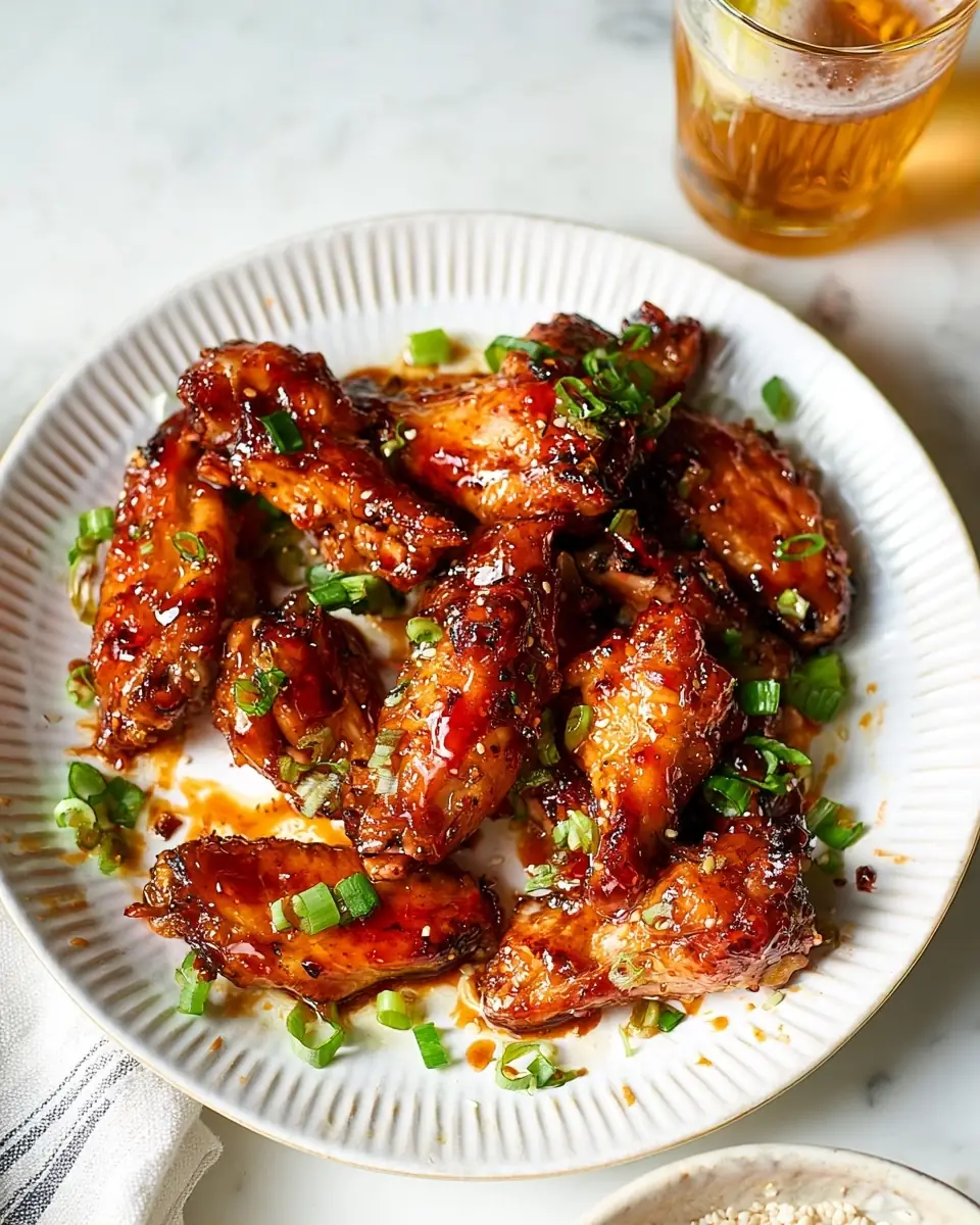 A delicious plate of Sticky Asian Chicken Wings