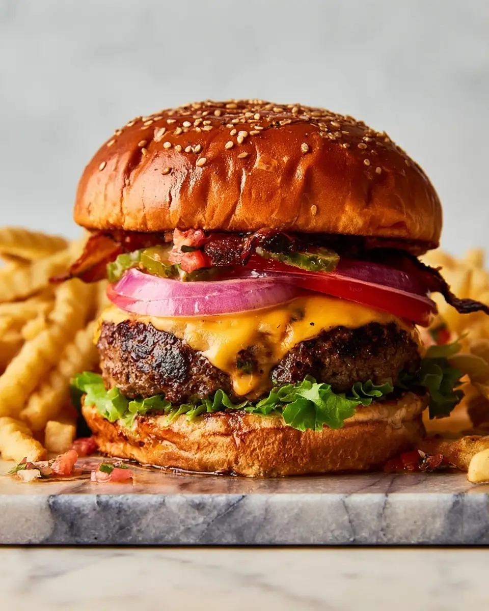 A delicious plate of The Best Ever Cheeseburger
