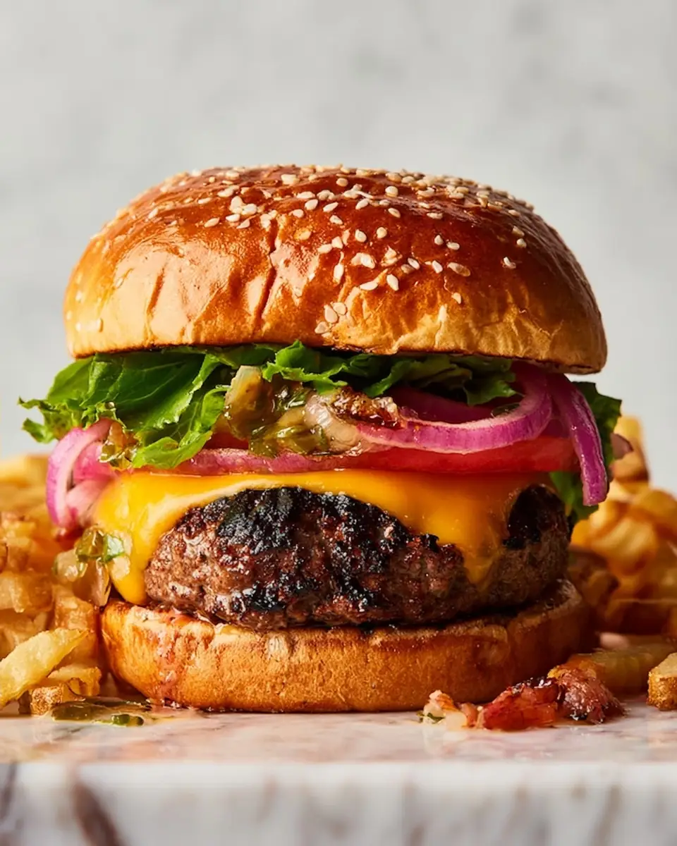 A delicious plate of The Best Ever Cheeseburger