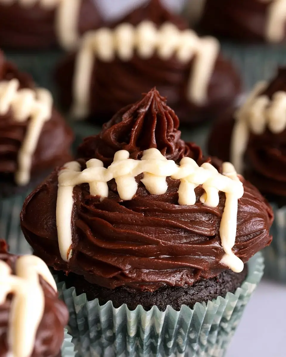 A delicious plate of The Best Football Themed Cupcake for the Super Bowl