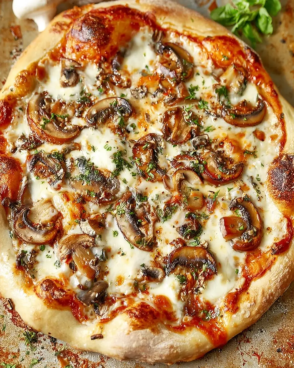 A delicious plate of White Mushroom Pizza
